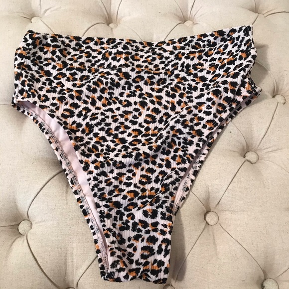 Leopard Cheetah Print High Waisted Bikini Bottom - Picture 1 of 3